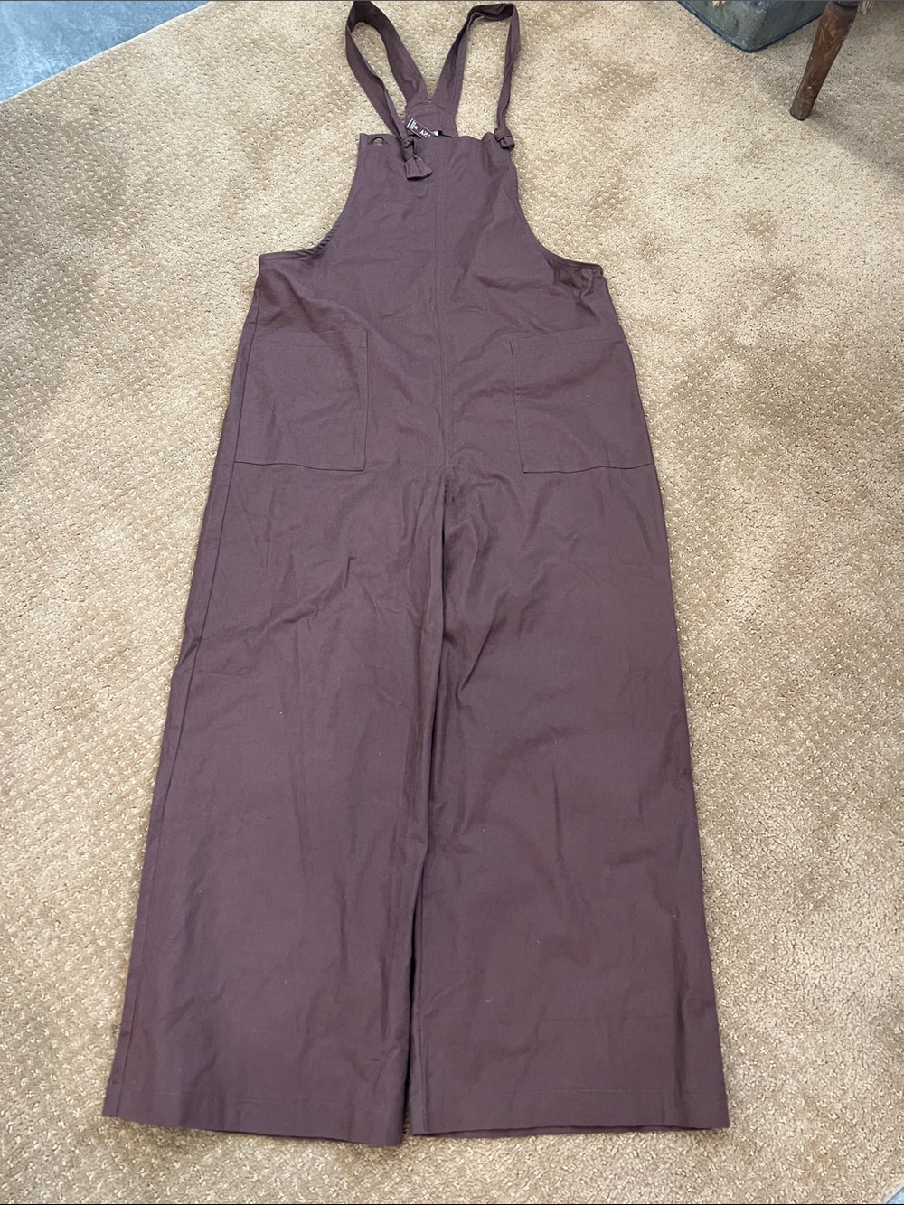 Zenana Outfitters Brown Wide-Leg Cotton Blend Overalls Jumpsuit